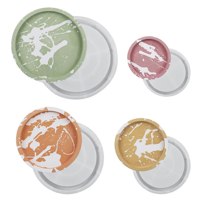 Round Tray Clay Silicone Molds Storage Plate Epoxy Resin Jewelry Display Flowerpot Candle Holder Concrete
