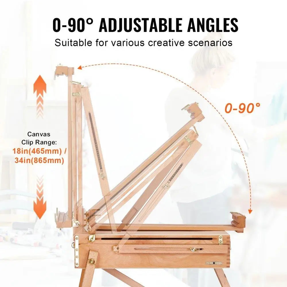 French Easel Canvas Holder 34 Beechwood Foldable Sketchbox Easel with Drawer