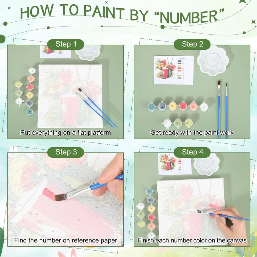 12 Sets Framed Paint by Number Kit for Adults with 12 Wooden Easels, 12 Disposable Apron, 12 Pigment 12 Brush, 12 Palette