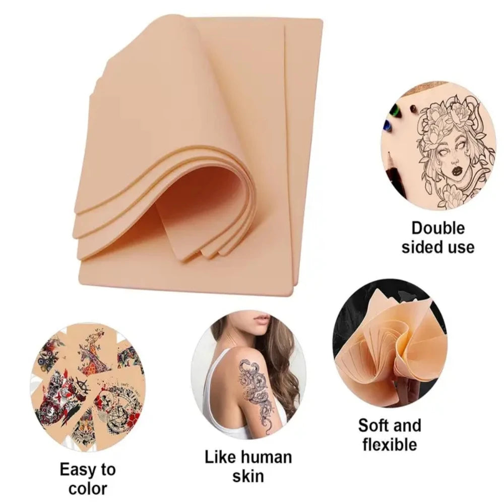 13/26/39 Pcs Silicone Tattoo Practice Skin Double Fake Tattoo Skin Beginner Practice Synthetic Leather
