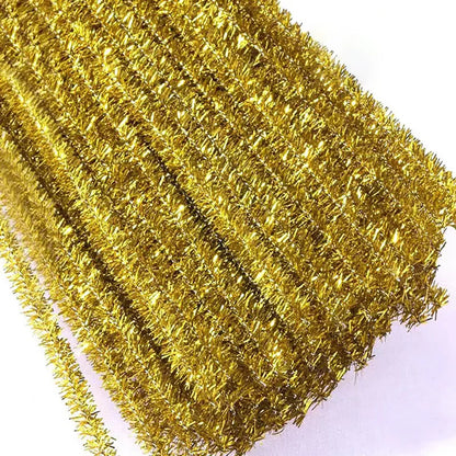 10/50/100 Glitter Chenille Stem Pipe Cleaner Plush Metal Foil Stem Wire Sticks DIY