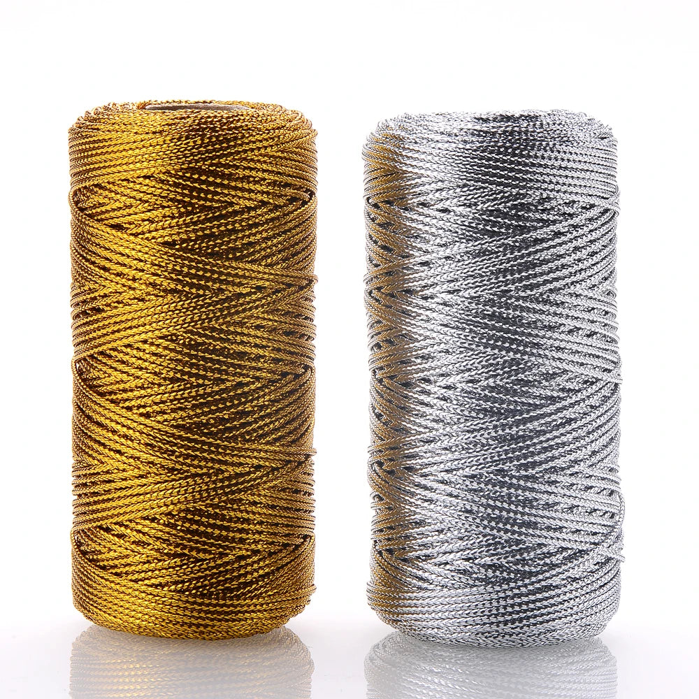 100m/Roll Golden Thread Silver Cord Packing Rope Ornament String For DIY Needlework 1.5mm