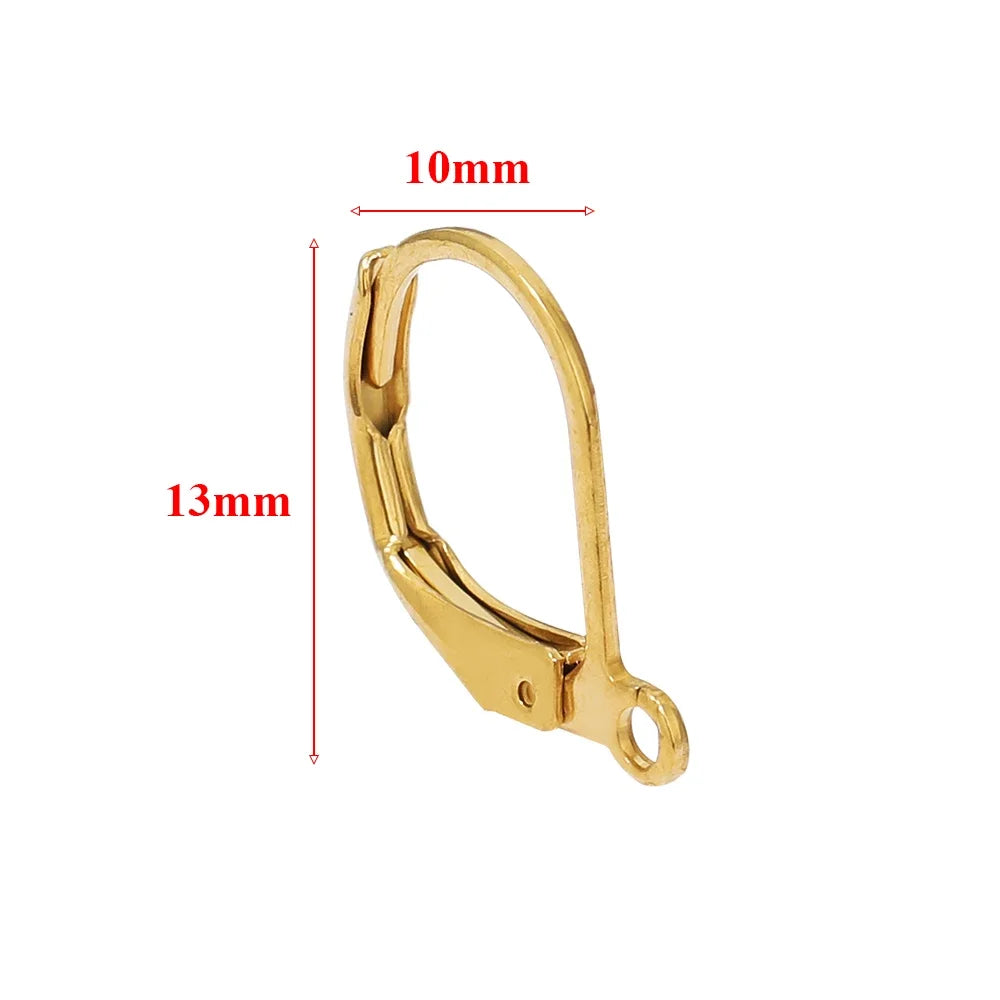 20pcs Stainless Steel 18k Gold Color Round Earwire Hooks Hoop Earrings Findings for DIY Women Earrings Connectors Jewelry Making