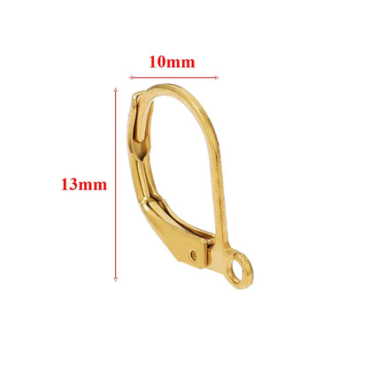 20pcs Stainless Steel 18k Gold Color Round Earwire Hooks Hoop Earrings Findings for DIY Women Earrings Connectors Jewelry Making