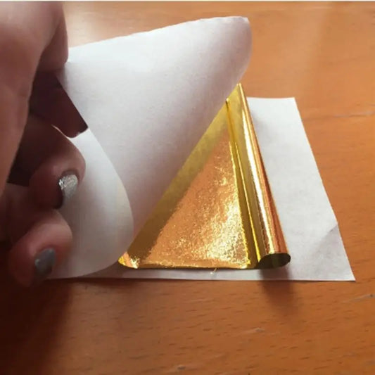 100pcs Imitation Gold Sliver Copper Foil Paper Leaf Flake Gilding Sheets