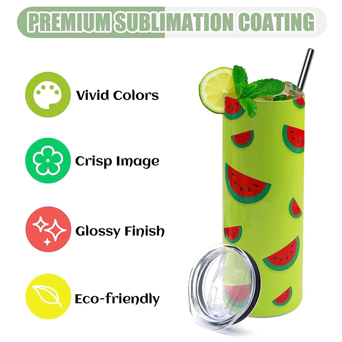 HTVRONT 8pcs Stainless 20 OZ Sublimation Tumblers Skinny Straight Blank DIY Mugs Cups with Sublimation Papers