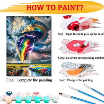 Colorful Tornado DIY Art Paint By Numbers Landscape Kit Hand Painted On Canvas