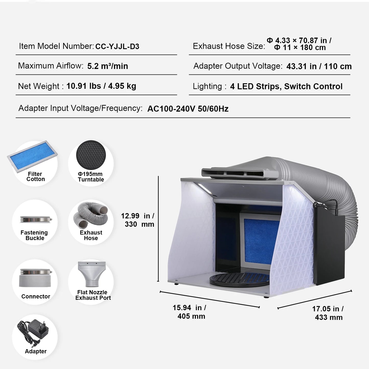 SucceBuy Airbrush Spray Paint Booth Portable Kit with 4 LED Light Powerful Dual Exhaust Fans