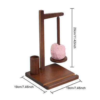 3-in-1 Wooden Yarn Holder with Phone Stand Rotatable Yarn Ball Storage Rack Magnetic Yarn Spinner