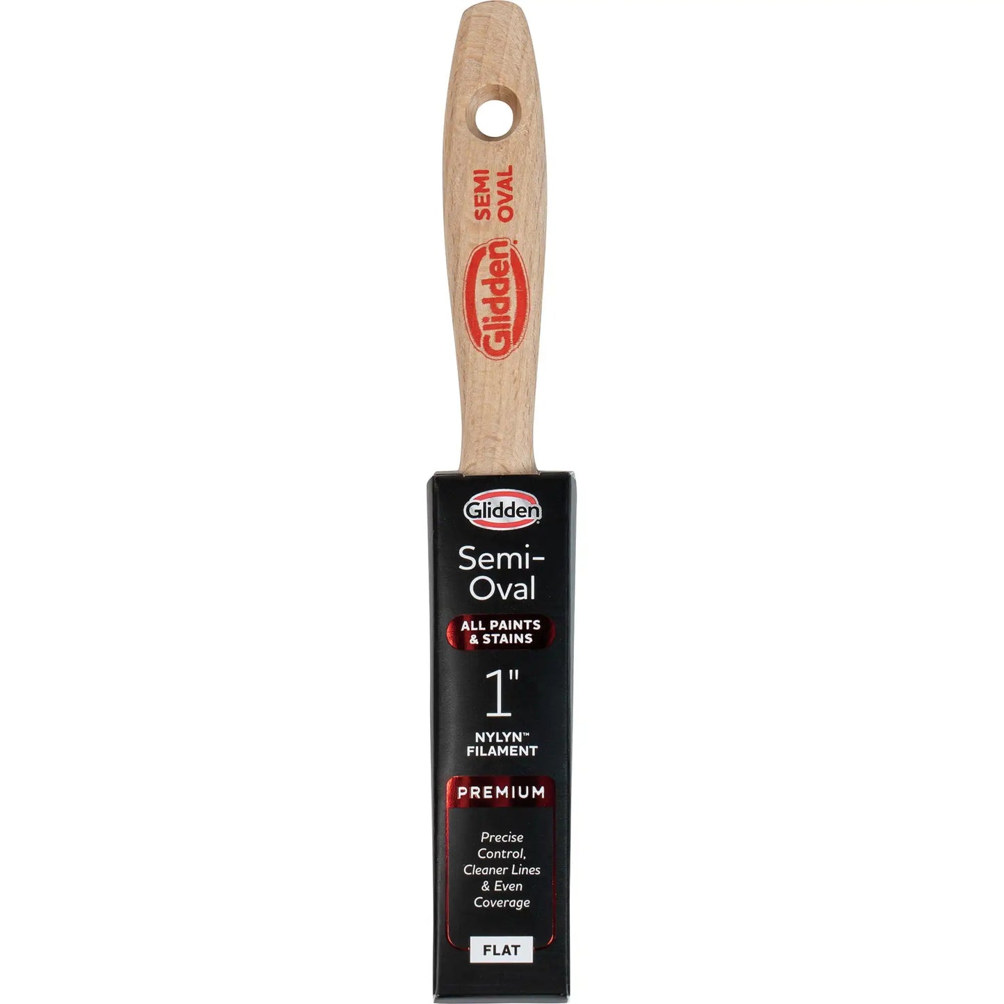 Glidden Semi-Oval Paint Brush with Wood Handle, Flat Sash, 1 Inch