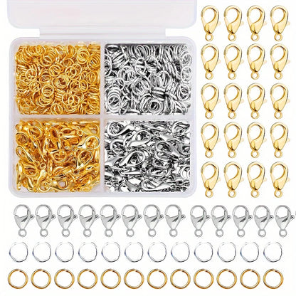1set Box Gold Silver Lobster Clasp Open Jump Rings For Jewelry Making Bracelets Necklaces Hooks Chain Closure