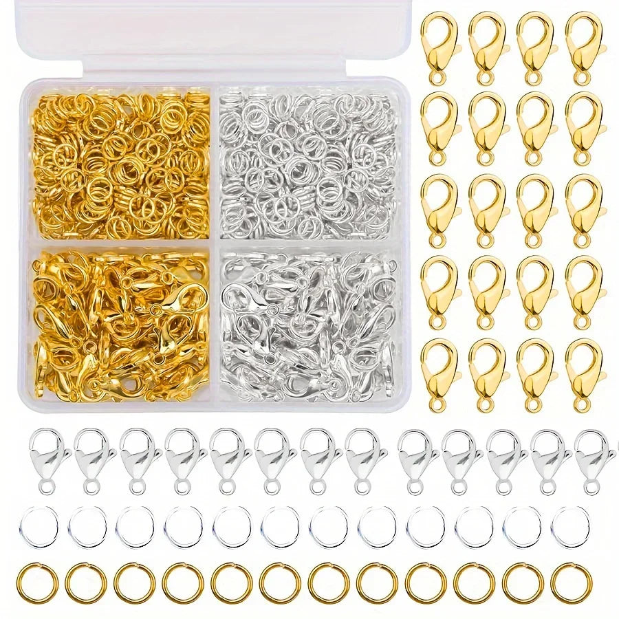 1set Box Gold Silver Lobster Clasp Open Jump Rings For Jewelry Making Bracelets Necklaces Hooks Chain Closure