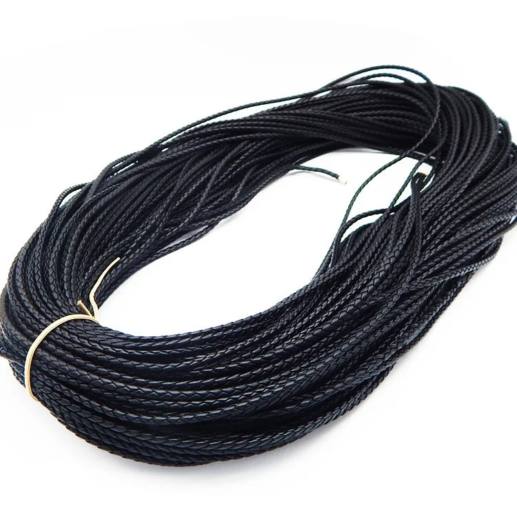 5m 3/4/6mm Braided Leather Cord Rope Strip Thread for DIY Pendant Neck Weaving Bracelet