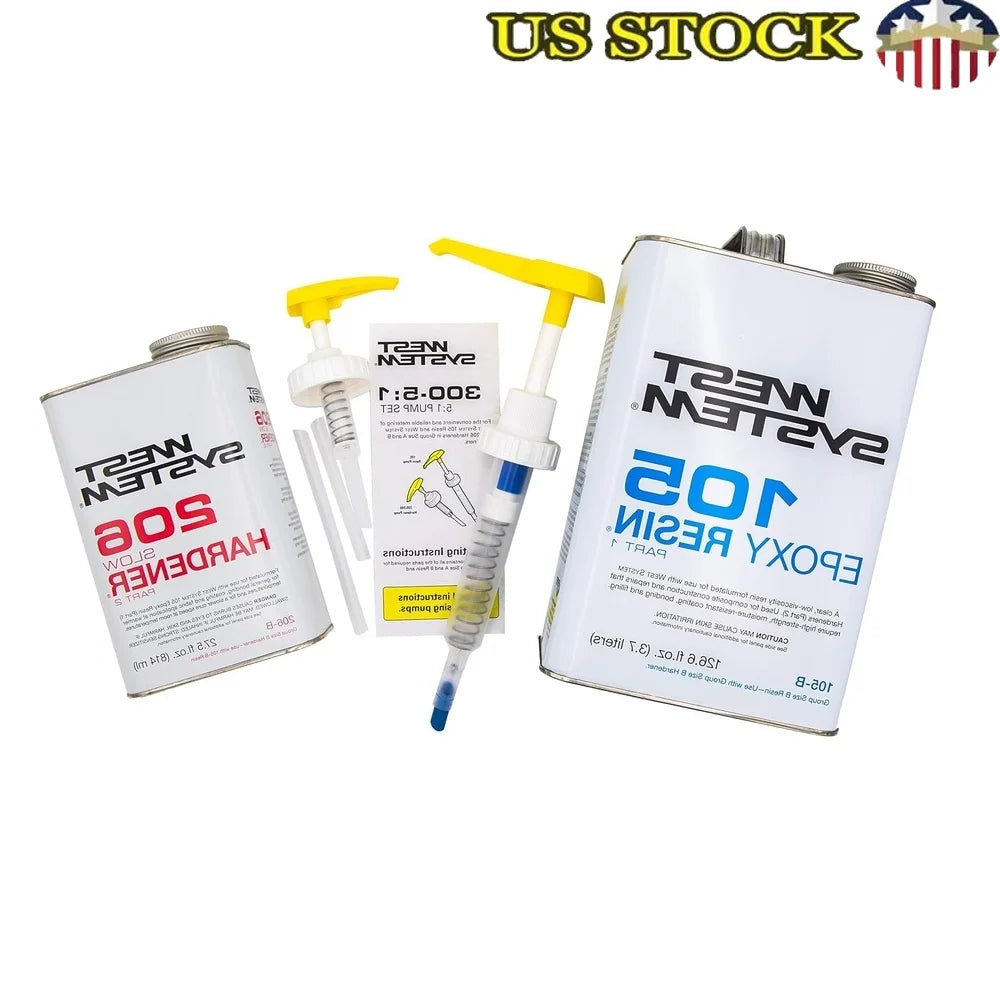 105-B Epoxy Resin Slow Hardener with Mini Pumps Set Woodworking Repair Flooring Casting Table Top Coating