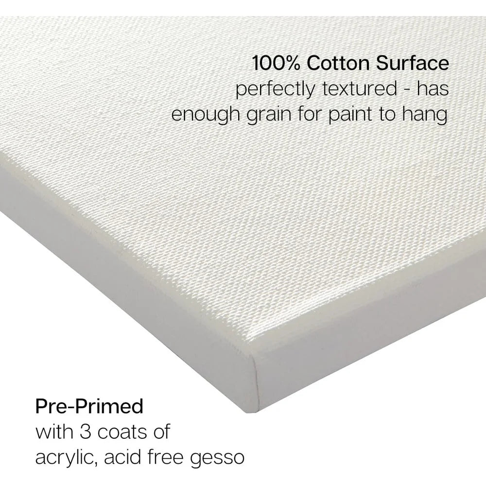 Large White 24x36 Stretched Artist Canvas 2 Pack Gesso Primed 100 Cotton Rectangular