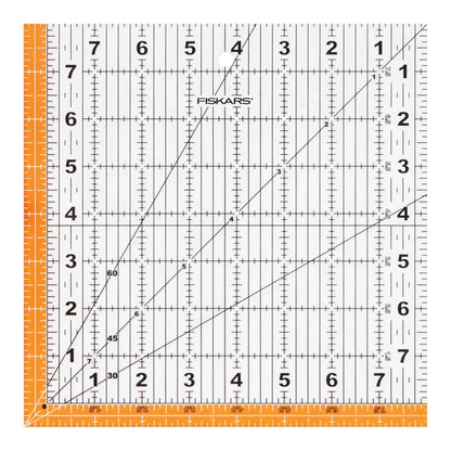 8.5in x 8.5in Square Sewing Ruler, Measuring Tool,Center 45-degree bias line