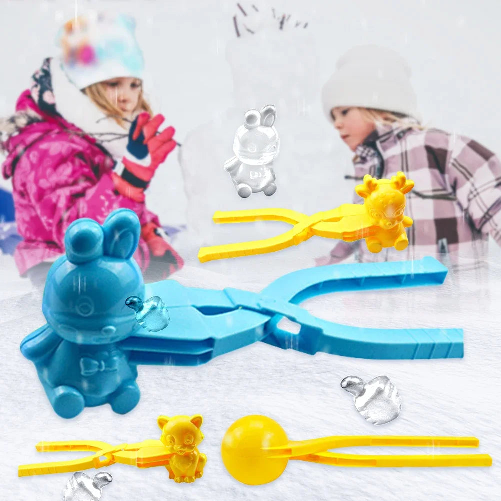 Cartoon Snow Mold with Handle Clay Ball Maker Plastic Creative Snowballs Mold