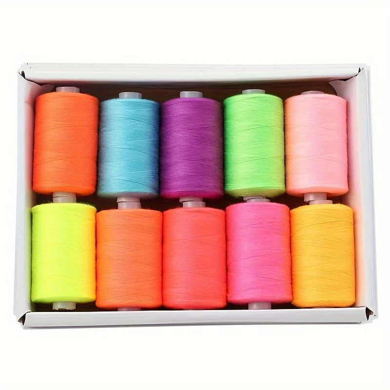 Sewing Thread - 10 Polyester Threads for Hand Stitching, Quilting & Sewing Machine - Set of 1000 yds Per Spool