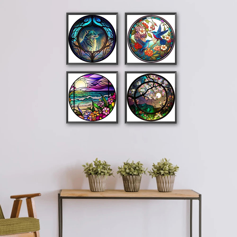 4pcs Paint By Numbers Kit On Canvas DIY Oil Art Animal Picture Wall Decor40x40cm