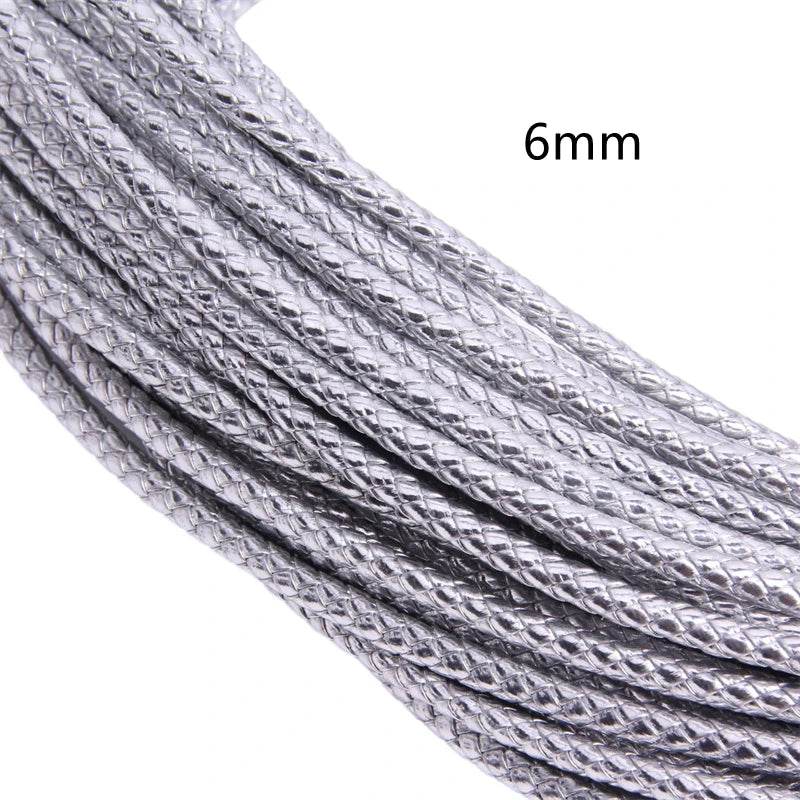 5m 3/4/6mm Braided Leather Cord Rope Strip Thread for DIY Pendant Neck Weaving Bracelet