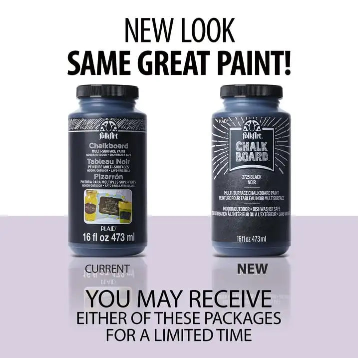 (4 pack) FolkArt Multi-Surface Chalk Paint, Matte Finish, Black, 16 fl oz