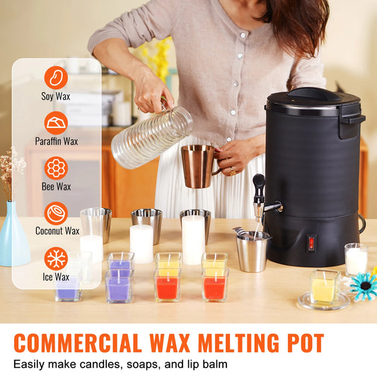 SucceBuy 6.5L 10L Wax Melter Large Electric Wax Melting Pot Easy Pour Spout 9-Level Temp Control