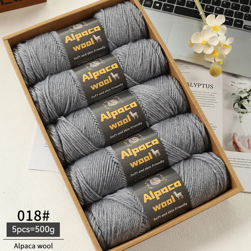 Alpaca Wool Yarn 500g DIY Knitting Kit 245 Stick Needle Thick Warm Yarn