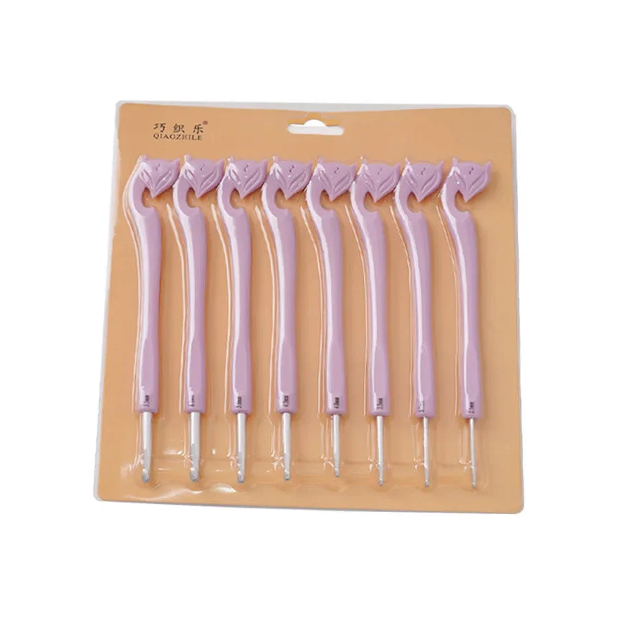 Plastic Handle Aluminum Crochet A Set of 8 2.5-6.0mm Card Packaging Knitting Tools Sweater Needle