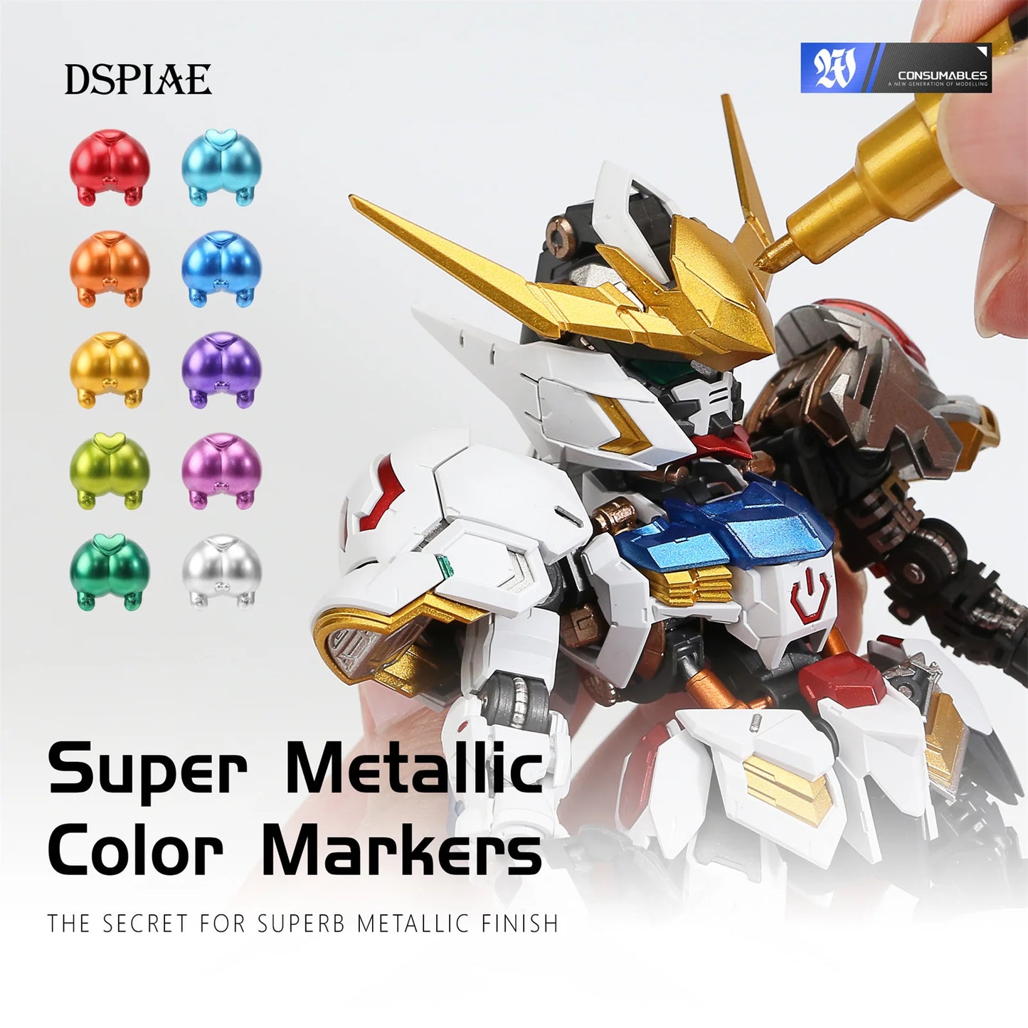 12pcs DSPIAE MKA-Ultra Metal Environmental Protection Document Marking For Gundam Mechanical Model 12 Colors DIY