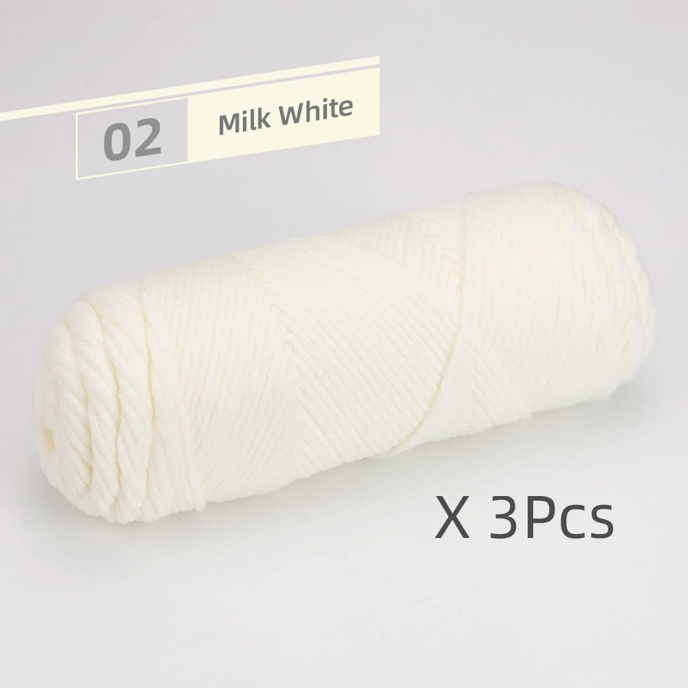 Crochet Knitting Soft Cotton Yarn, Hypoallergenic Yarn, Pack of 3 Pcs-300g/10.5oz, Light Worsted, Medium Roving for Scarves,Hats