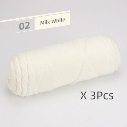 Crochet Knitting Soft Cotton Yarn, Hypoallergenic Yarn, Pack of 3 Pcs-300g/10.5oz, Light Worsted, Medium Roving for Scarves,Hats