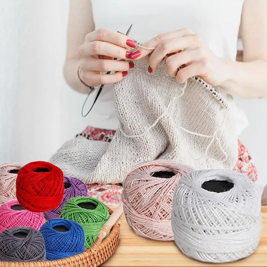 Cotton Yarn Threads Balls 16 Rolls Of Solid Color Crochet Knitting