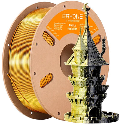 ERYONE PLA Silk Dual Color Premium Filament 3D Print, Diameter:1.75mm, Tolerance:+/-0.03mm,1KG/Spool