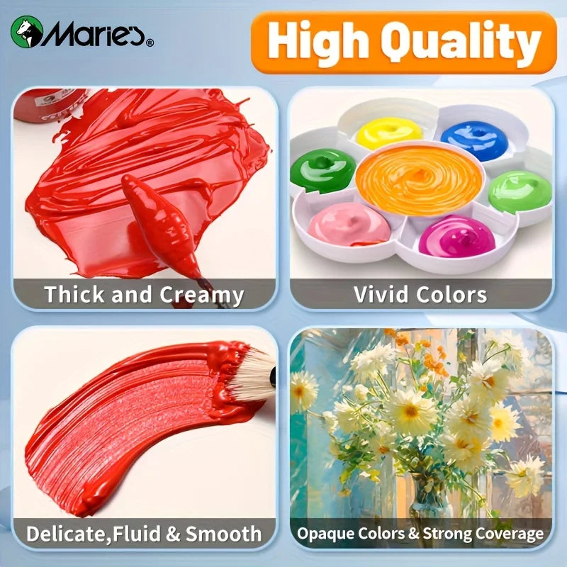 Gouache Paint Set 36 Colors 12mL/0.4oz, Professional Tempera for Canvas, Paper