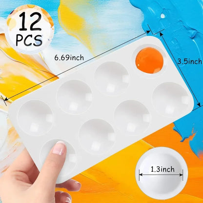 12 piece paint tray palette, white plastic