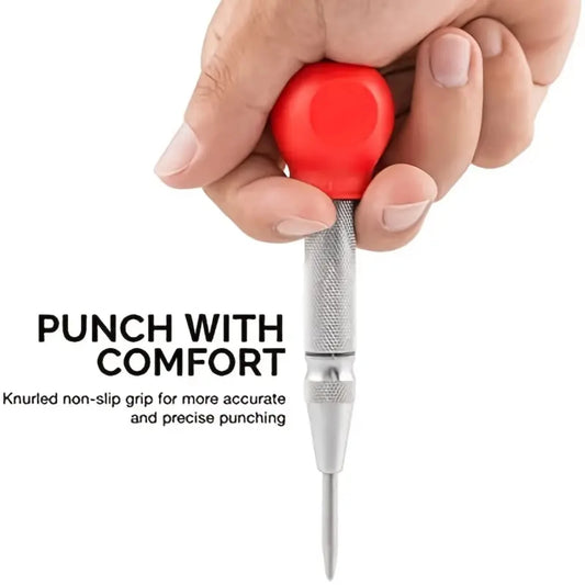 Sleek Semi-Automatic Center Punch for Precise Marking in DIY Projects, Manual Positioning Punch with Ergonomic