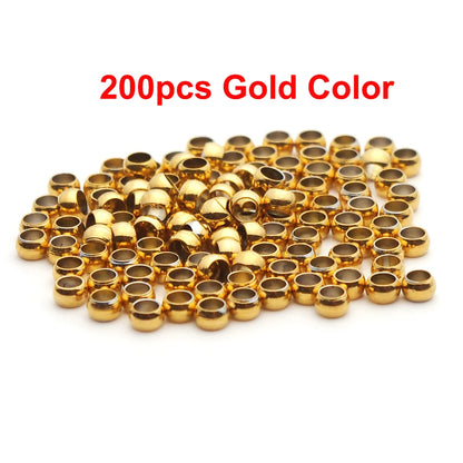 100-200Pcs 1.5 2 2.5 3mm Stainless Steel Ball Stopper Crimp End Beads Positioning Spacer Beads