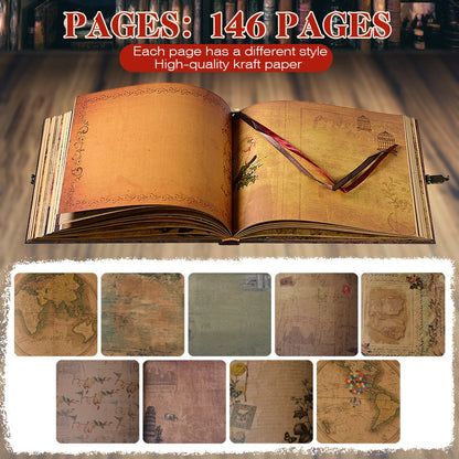 22*19.5cm 146 Page Retro Kraft Album DIY Handmade Scrapbook Balloon/text style