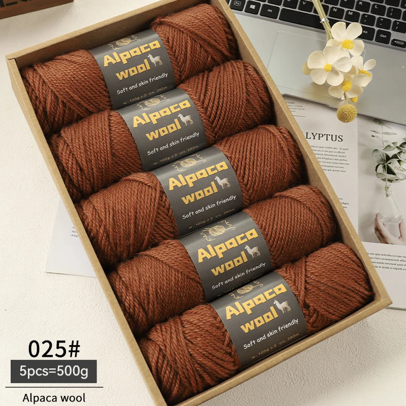 Alpaca Wool Yarn 500g DIY Knitting Kit 245 Stick Needle Thick Warm Yarn