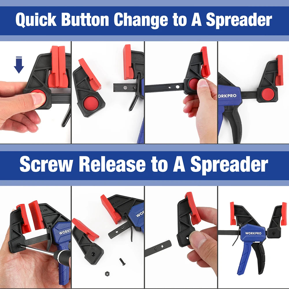 WORKPRO 4 Piece Bar Clamp Set Woodworking Work Bar F Clamp Clip Set 4.5-inch & 6-inch