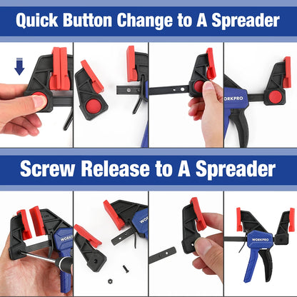 WORKPRO 4 Piece Bar Clamp Set Woodworking Work Bar F Clamp Clip Set 4.5-inch & 6-inch