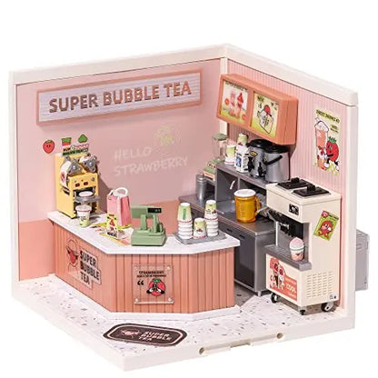 Robotime DIY Miniature Dollhouse Kit with Accessories Model Supply Store Kit with LED