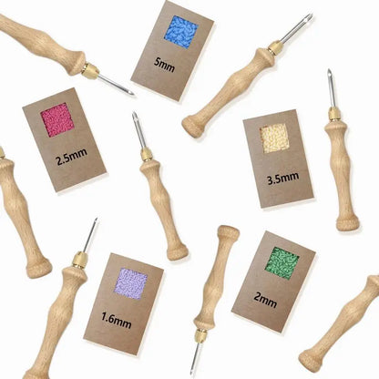 Wooden Embroidery Punch Needle Adjustable Knitting Pen Punch Pen with Wooden Handle