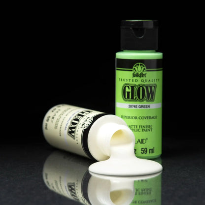 FolkArt 7494E Glow-in-the-Dark Acrylic Paint Set, Matte Finish, Set of 6, 12 fl oz