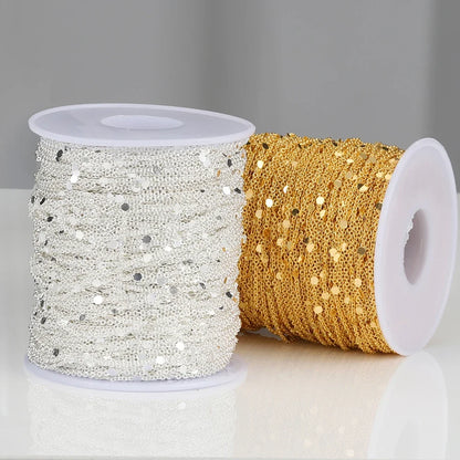 No Fade 2Meters Sequins Chain Necklace Gold Silver Chain Metal Copper Cable Chains