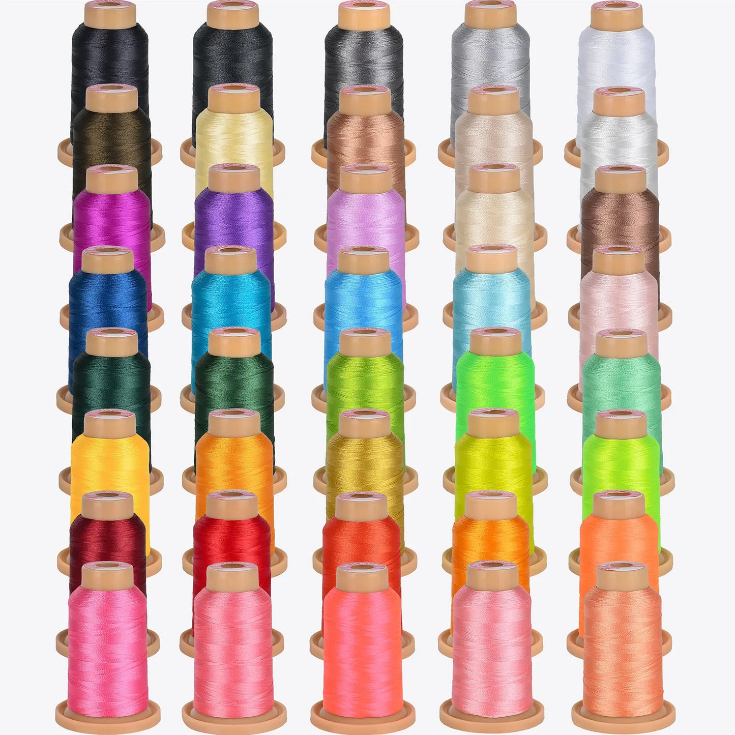 RICHWORD 40Pcs Colors Threads 800M (875Y) Polyester Kit Each Spool for Embroidery Machines & Sewing Machines