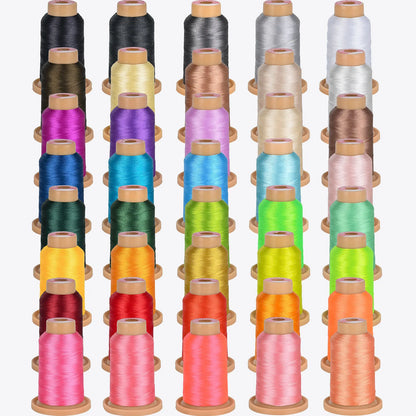 RICHWORD 40Pcs Colors Threads 800M (875Y) Polyester Kit Each Spool for Embroidery Machines & Sewing Machines