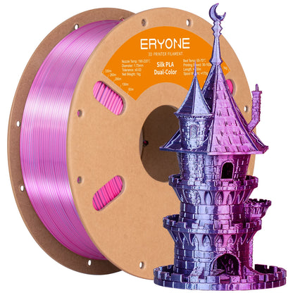ERYONE PLA Silk Dual Color Premium Filament 3D Print, Diameter:1.75mm, Tolerance:+/-0.03mm,1KG/Spool