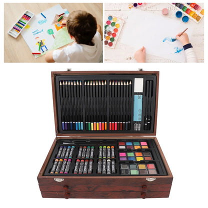 142PCS/set Painting Drawing Art Kit Set Portable Multifunctional Wood Box Set