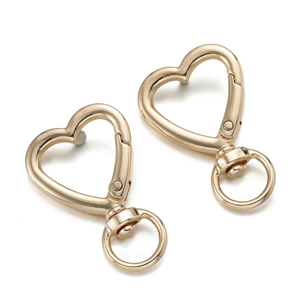 5Pcs Heart Shape Rotation Alloy Lobster Spring Clasps Openable Key Ring Hook Carabiner Connector Dog Chain Buckles DIY Jewelry